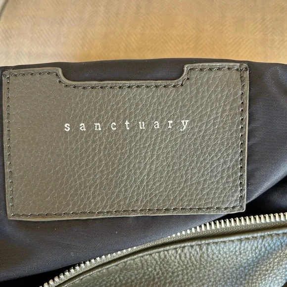 Sanctuary Olive Green Pebbled Leather Top Zip Crossbody Shoulder Bag - Picture 11 of 12